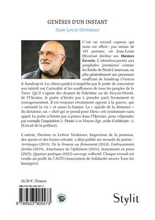 4ème de couverture de "Genèses d'un instant"